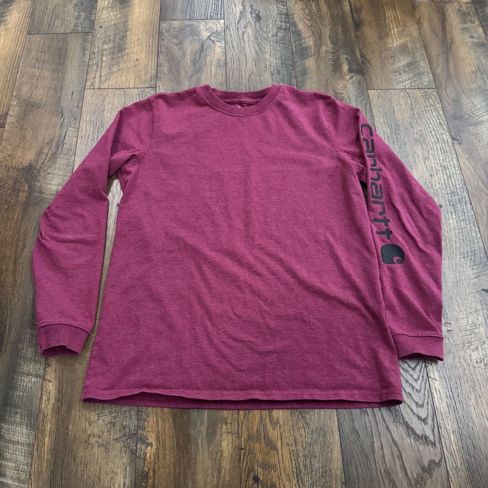Carhartt Youth Boys Loose Fit Long Sleeve Logo T-Shirt Burgundy M‎ 8-10 Gorpcore
